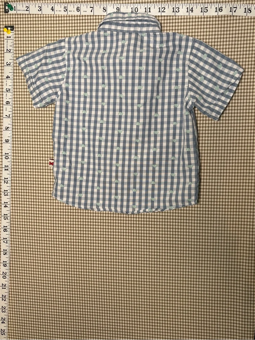 Dapper Dude Blue Gingham Whale Button-Up Shirt Boys Size 24 Months